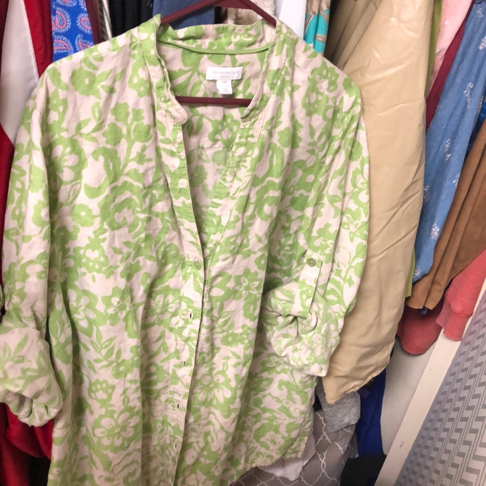 Green floral tunic
